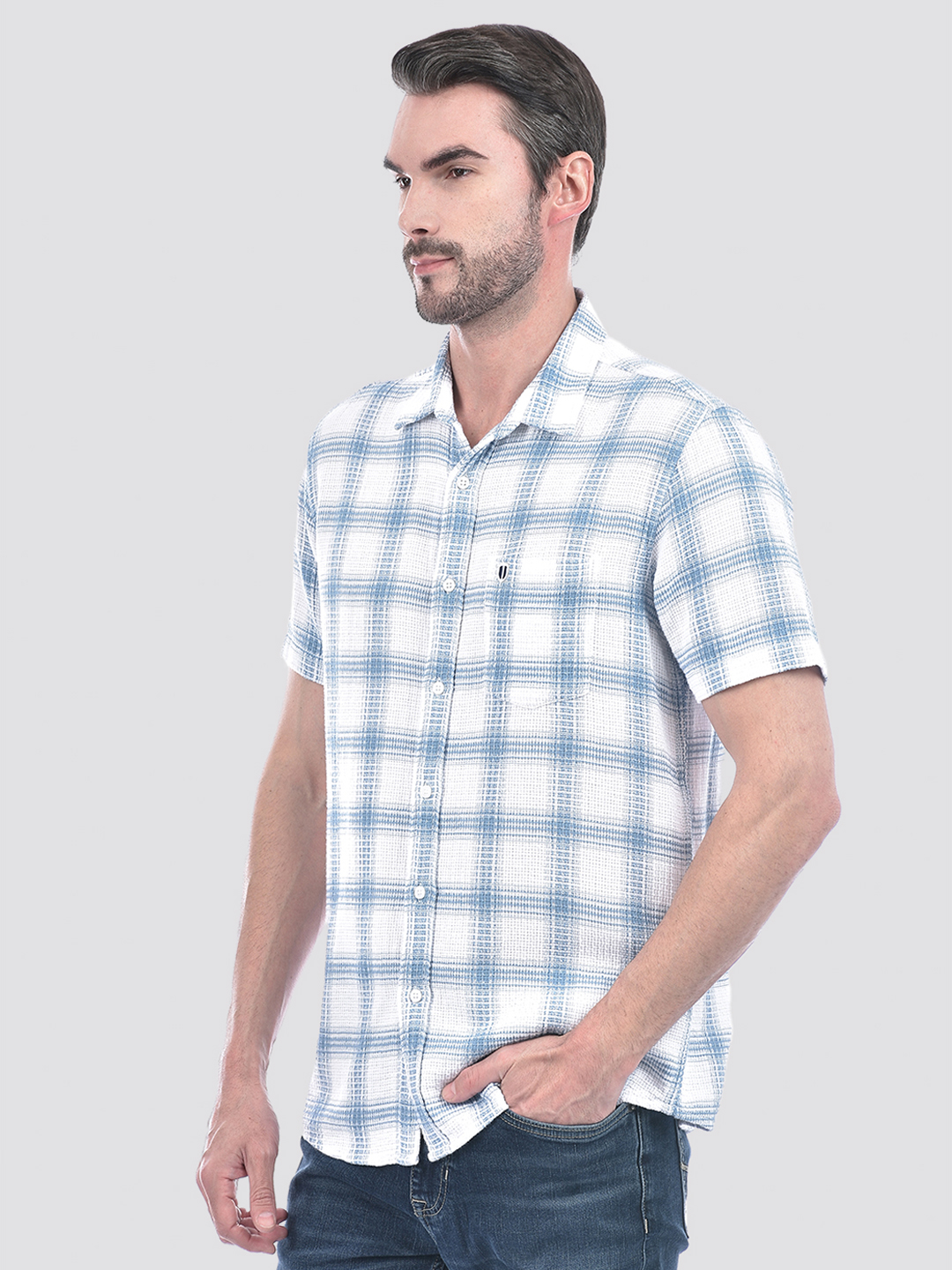 Numero Uno Men Checkered Blue Shirt